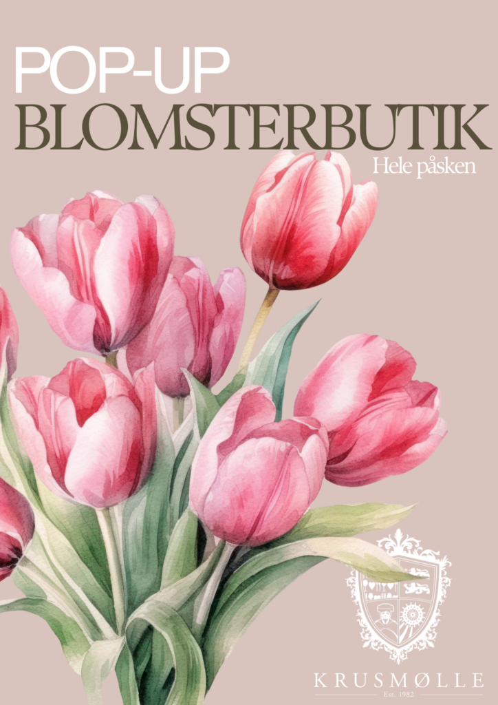 Besøg Krusmølle i påsken og oplev pop-up blomsterbutik fra Blomst & Bolig! 🌿 Friske blomster, påskedekorationer & unikke kranse – kom forbi og lad dig inspirere!