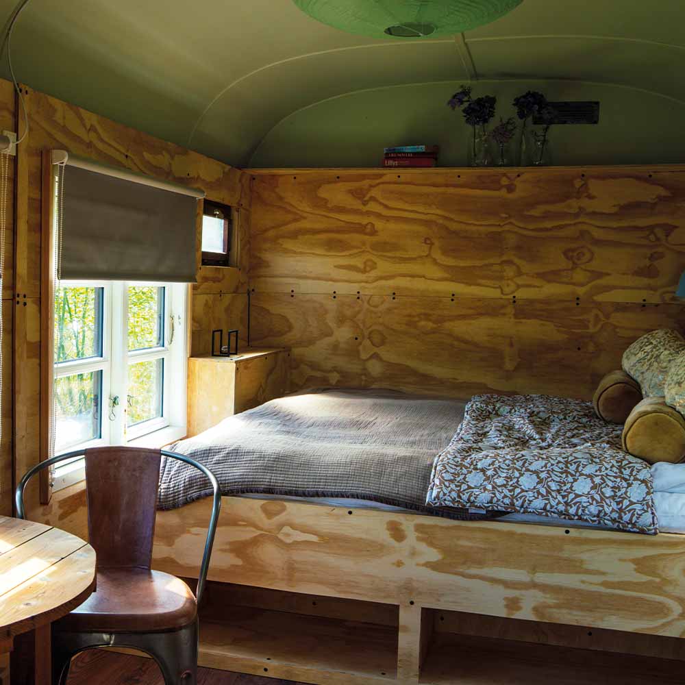 Romantisk glamping for 2 i Woody-vognen hos Krusmølle